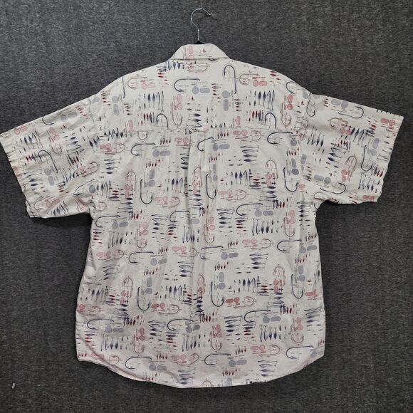 Columbia Men's Casual Button Down Shirt - White with Red and Blue Accents - Picture 4 of 8